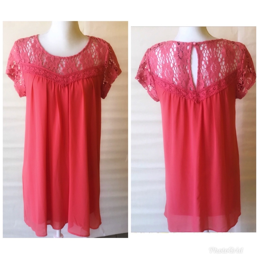 Lovely coral lace shift dress